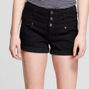 Mossimo High Rise Short Shorts Faded Denim Cuffed Button Fly Jean Size 4/27